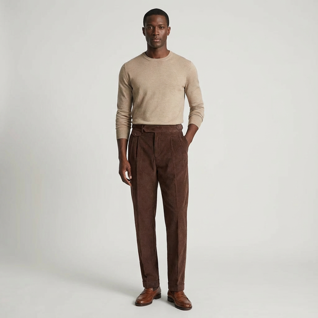 Langford Corduroy Pleated Trousers