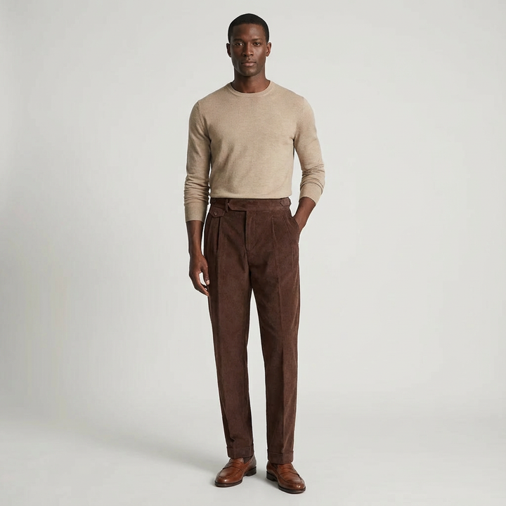 Langford Corduroy Pleated Trousers