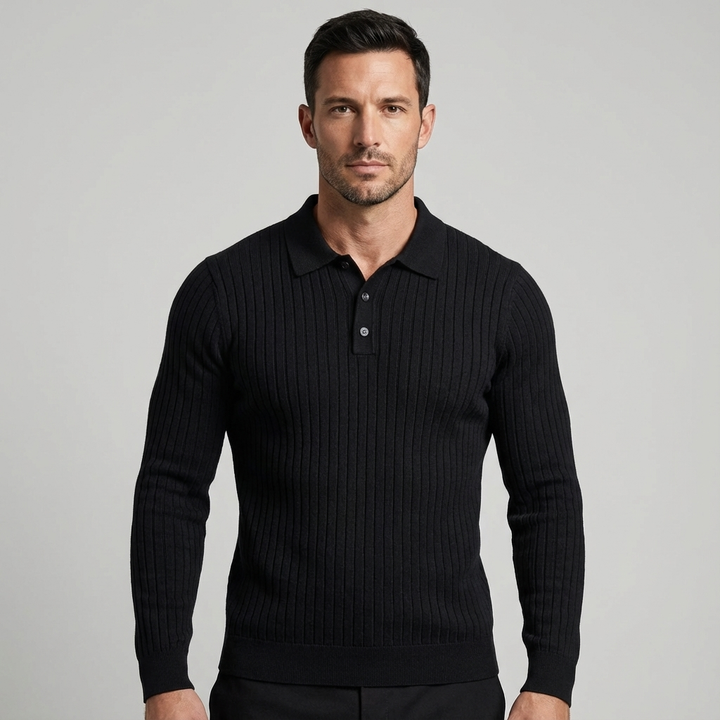 Ronni Vinci - Knit Polo Long Sleeve Shirt