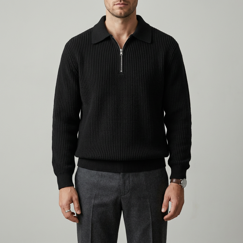 Hamilton Knitted Cotton Quarter-Zip