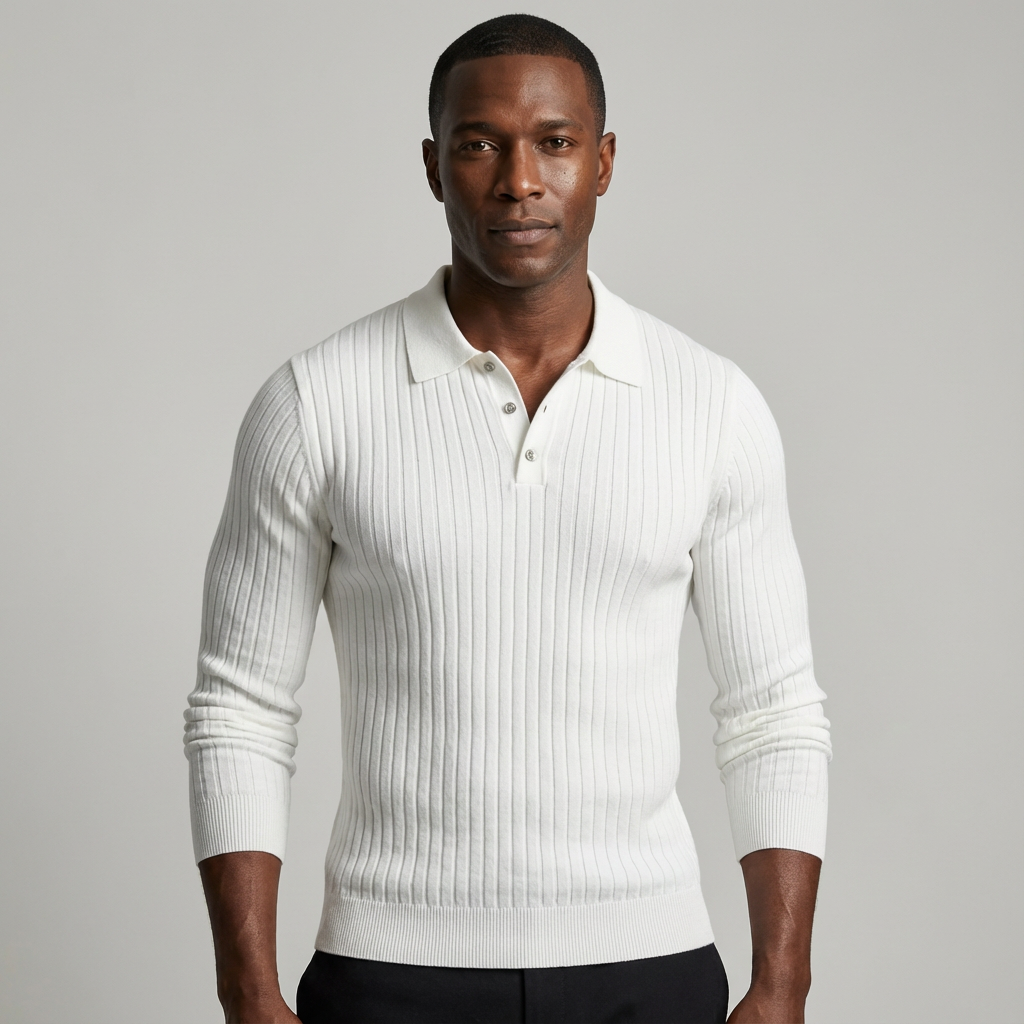 Ronni Vinci - Knit Polo Long Sleeve Shirt