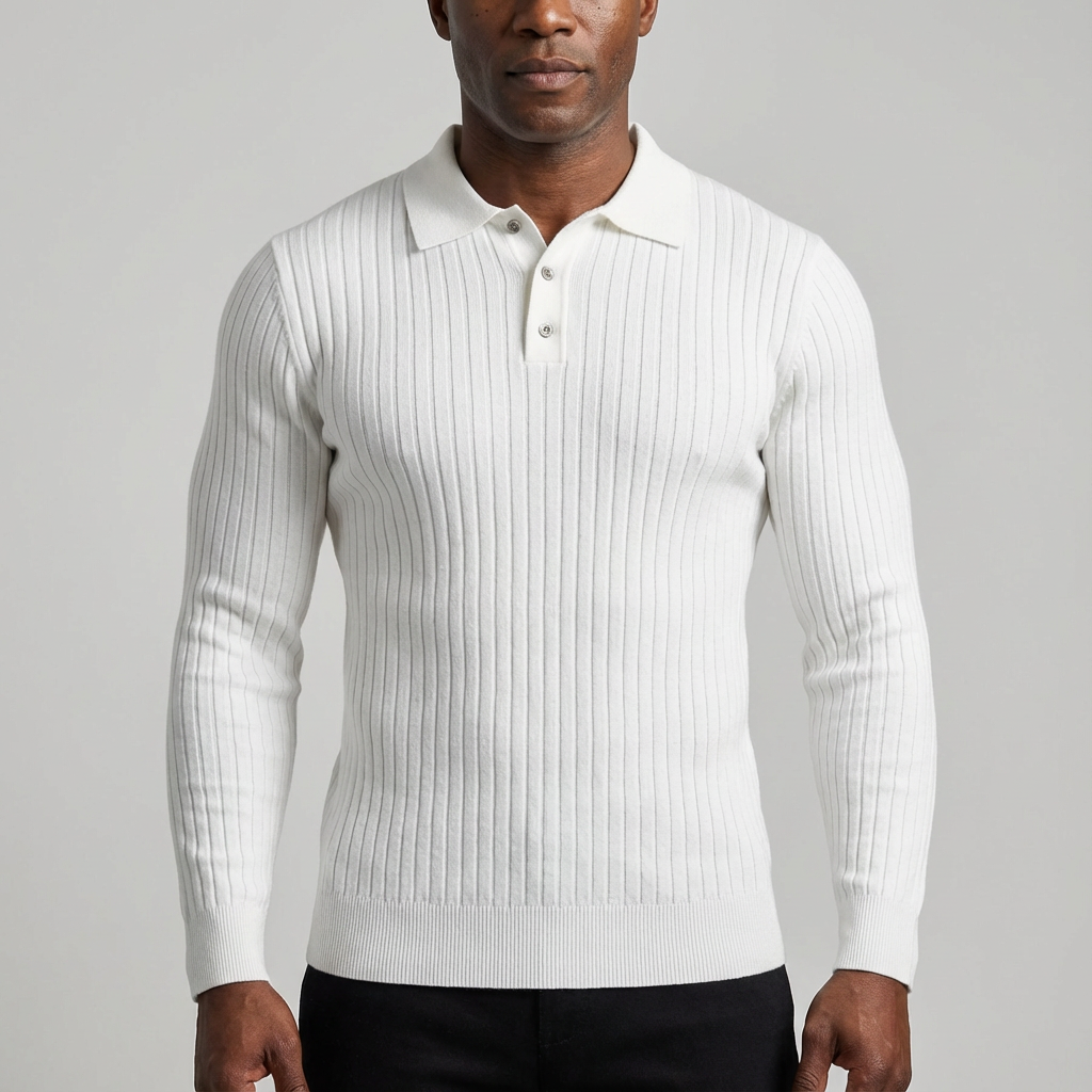 Ronni Vinci - Knit Polo Long Sleeve Shirt
