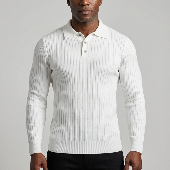 Ronni Vinci - Knit Polo Long Sleeve Shirt