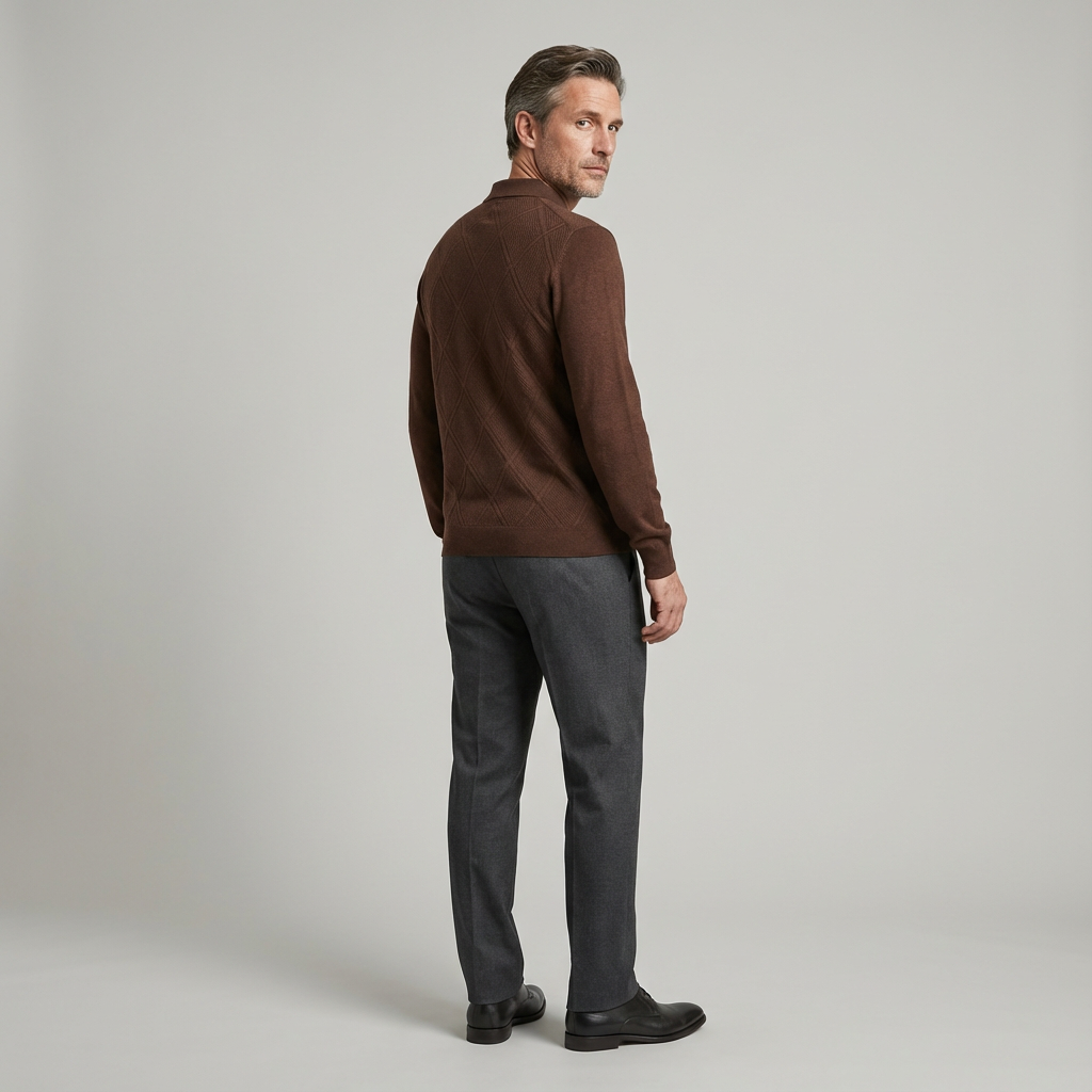 Verano - Wool Long Sleeve Polo Shirt