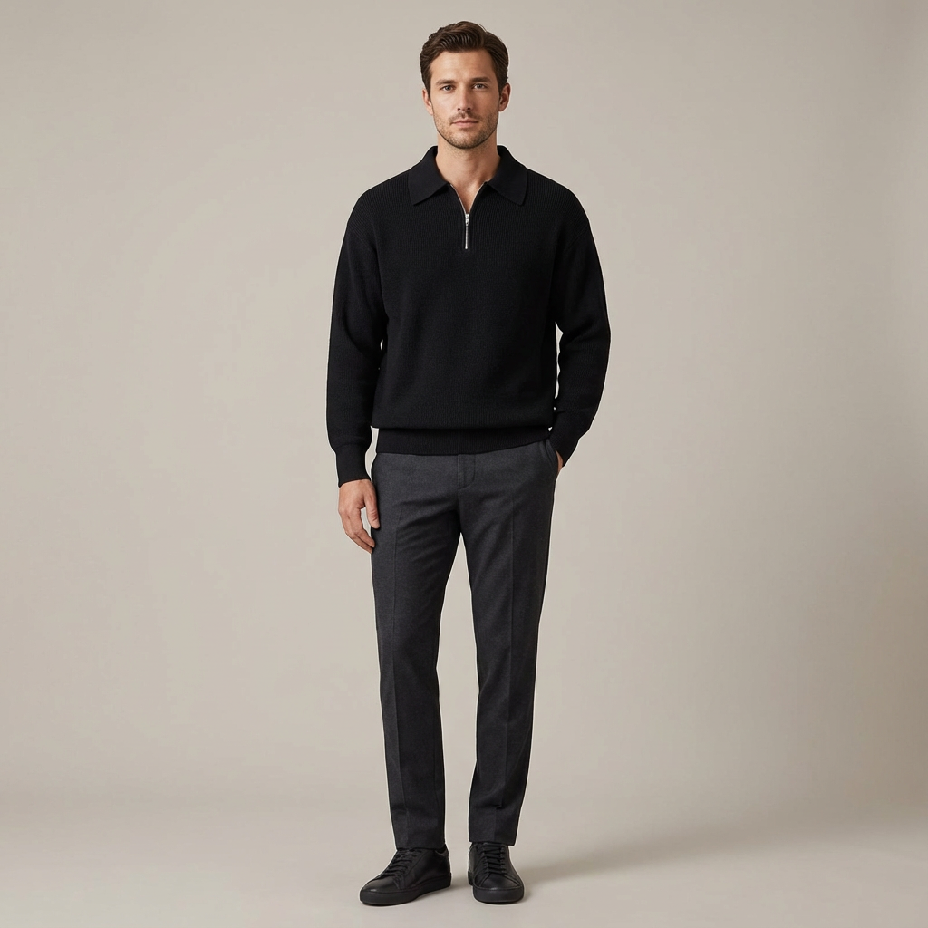 Vincenzo - Knitted Quarter Zip Sweater
