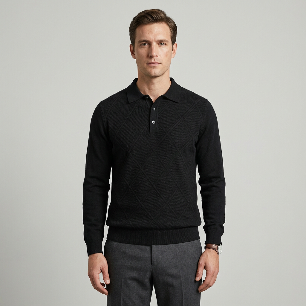 Verano - Wool Long Sleeve Polo Shirt