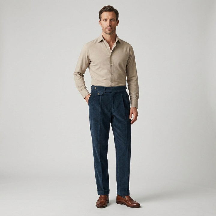 Langford Corduroy Pleated Trousers