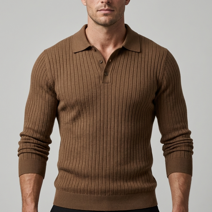 Ronni Vinci - Knit Polo Long Sleeve Shirt
