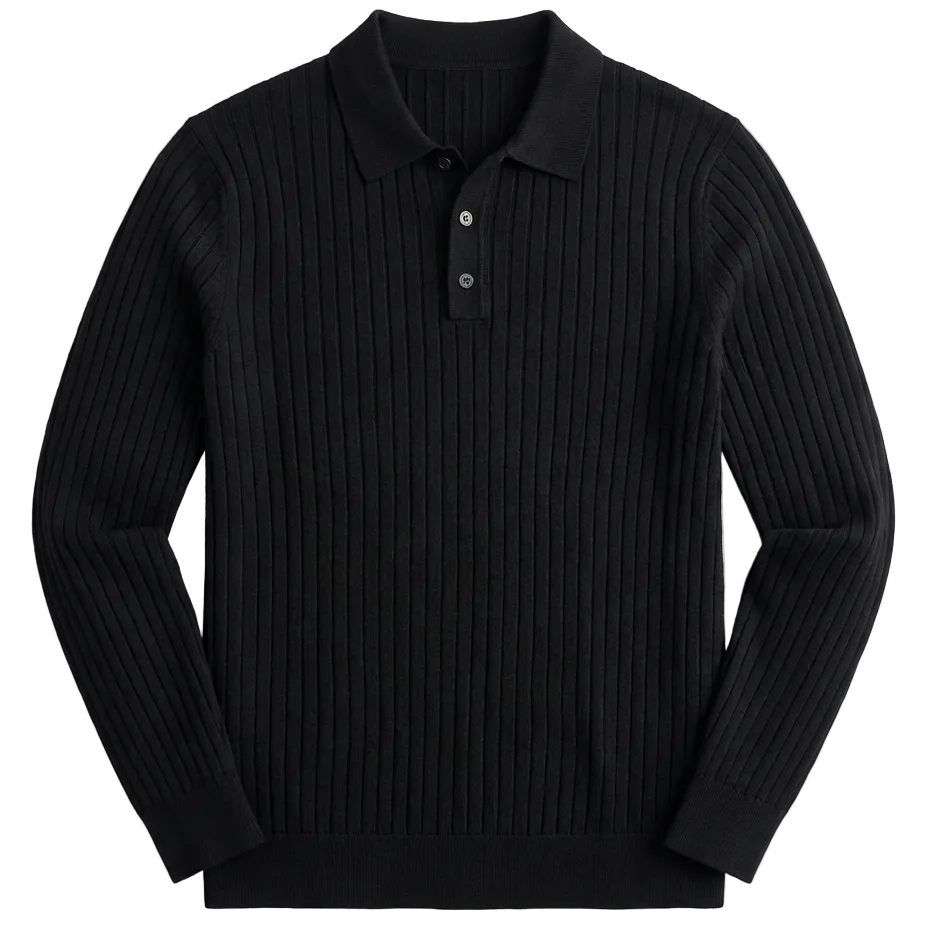 Ronni Vinci - Knit Polo Long Sleeve Shirt