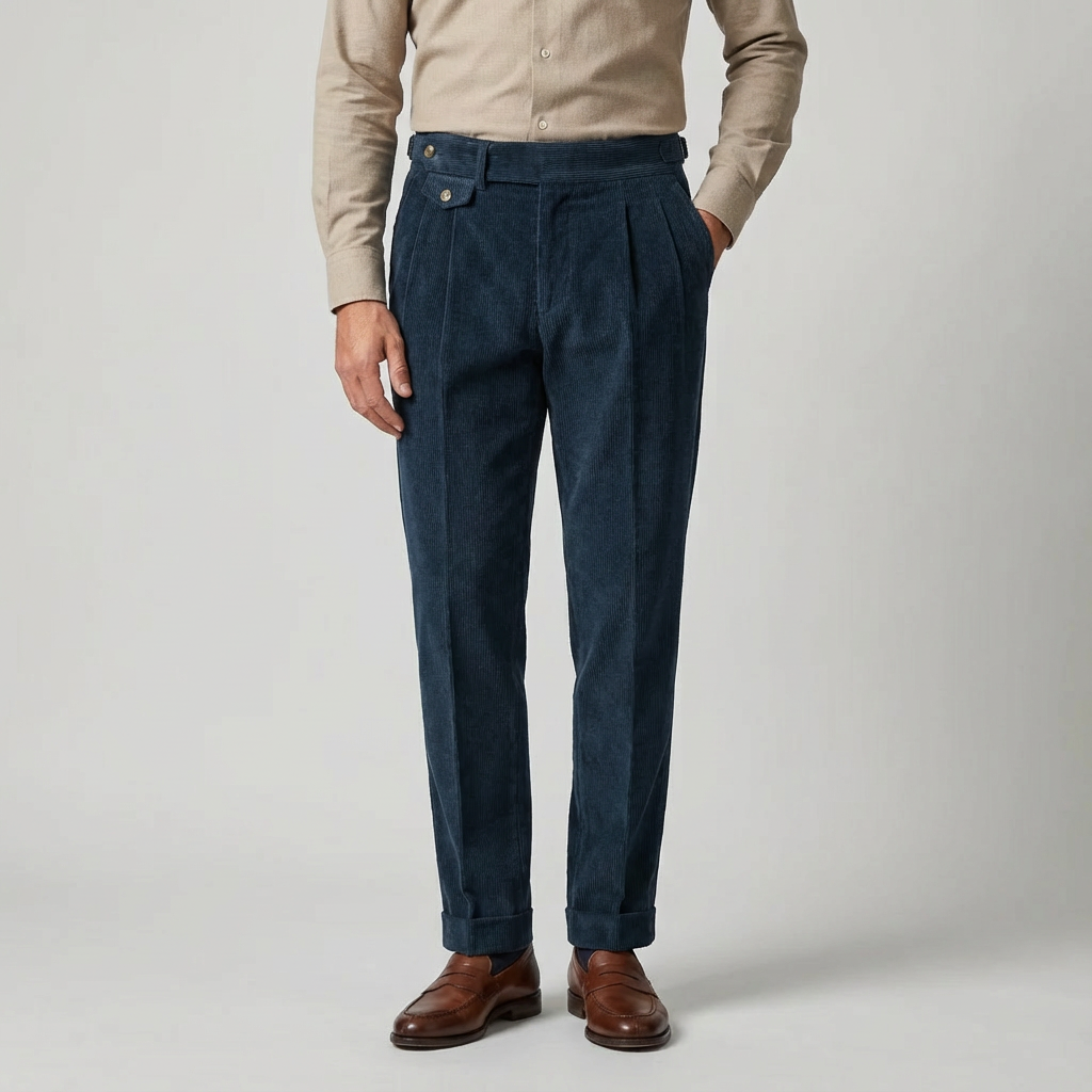 Langford Corduroy Pleated Trousers