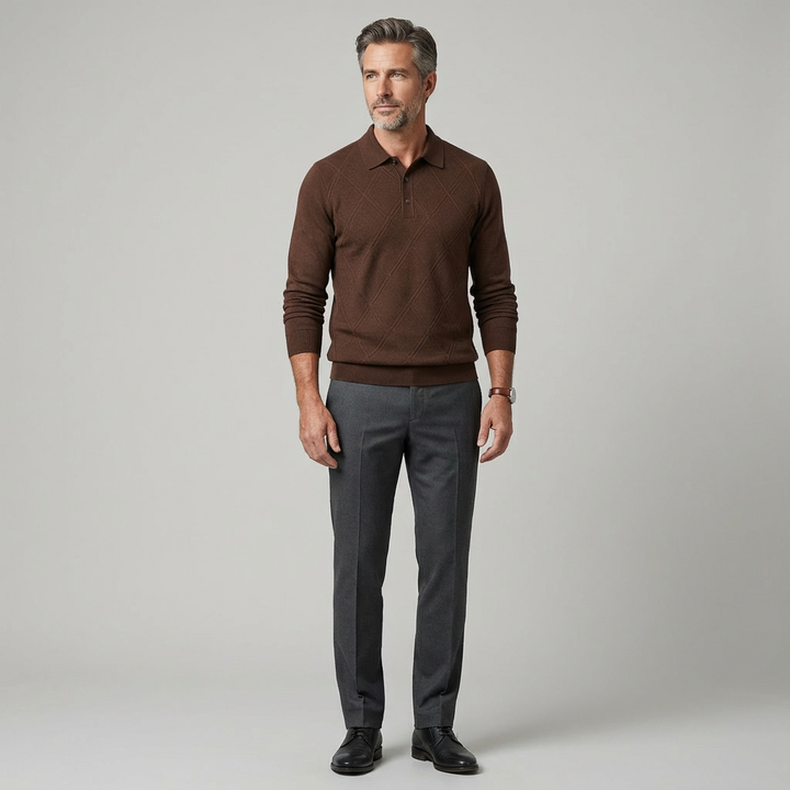 Verano - Wool Long Sleeve Polo Shirt