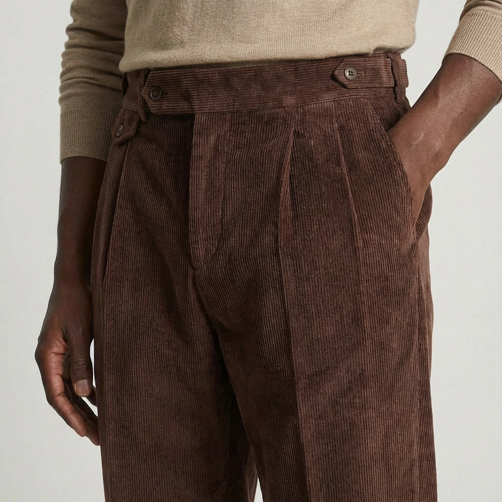 Langford Corduroy Pleated Trousers