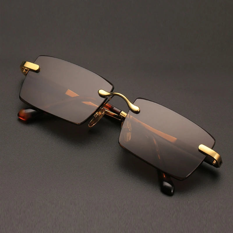 Credo Rectangular Rimless Sunglasses