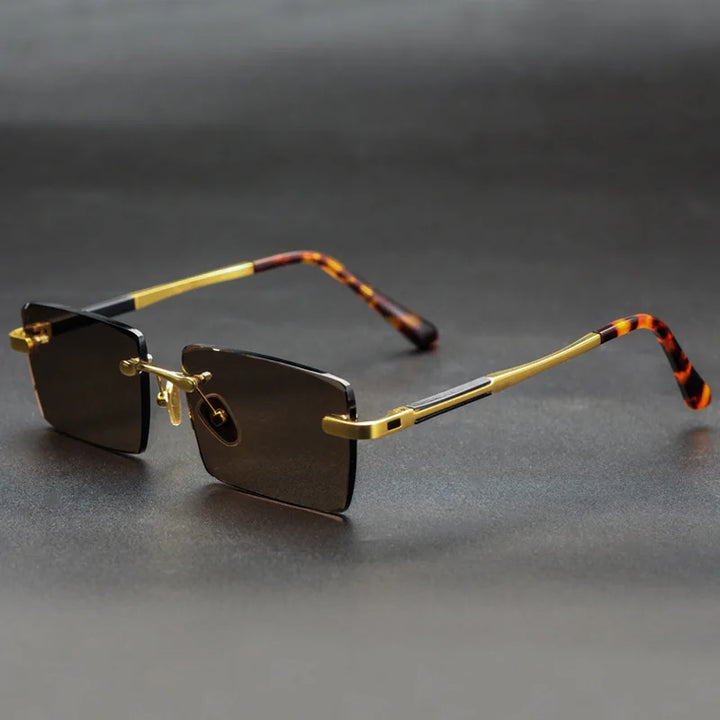 Credo Rectangular Rimless Sunglasses