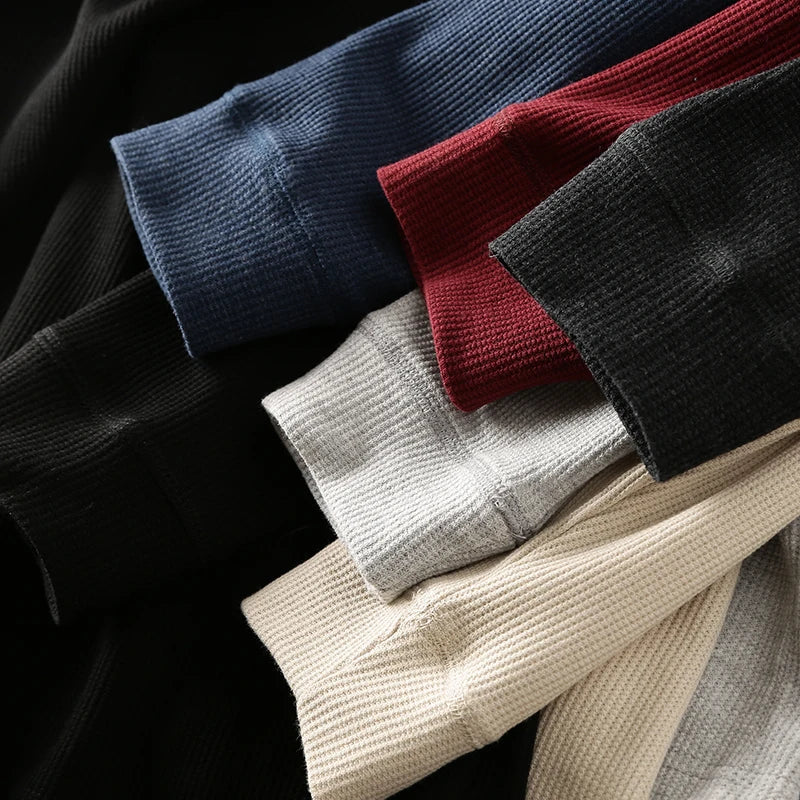 Henley Waffle Knit Long Sleeve