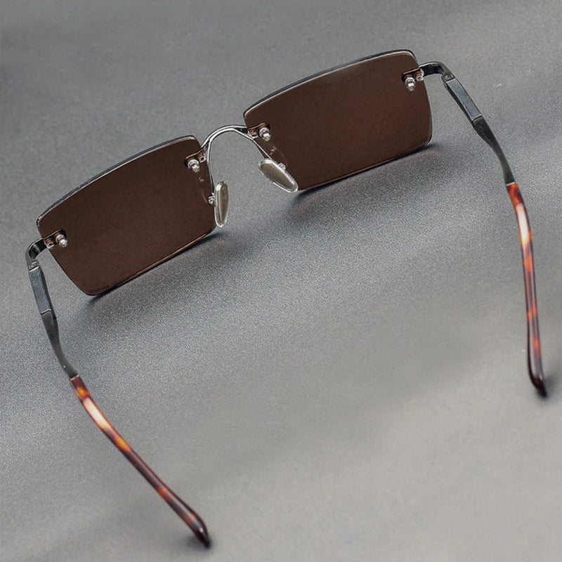 Credo Rectangular Rimless Sunglasses