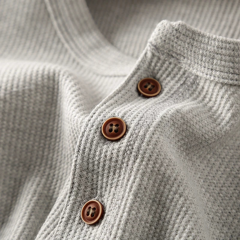 Henley Waffle Knit Long Sleeve