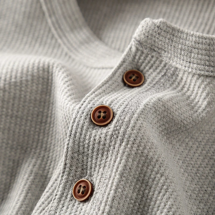 Henley Waffle Knit Long Sleeve