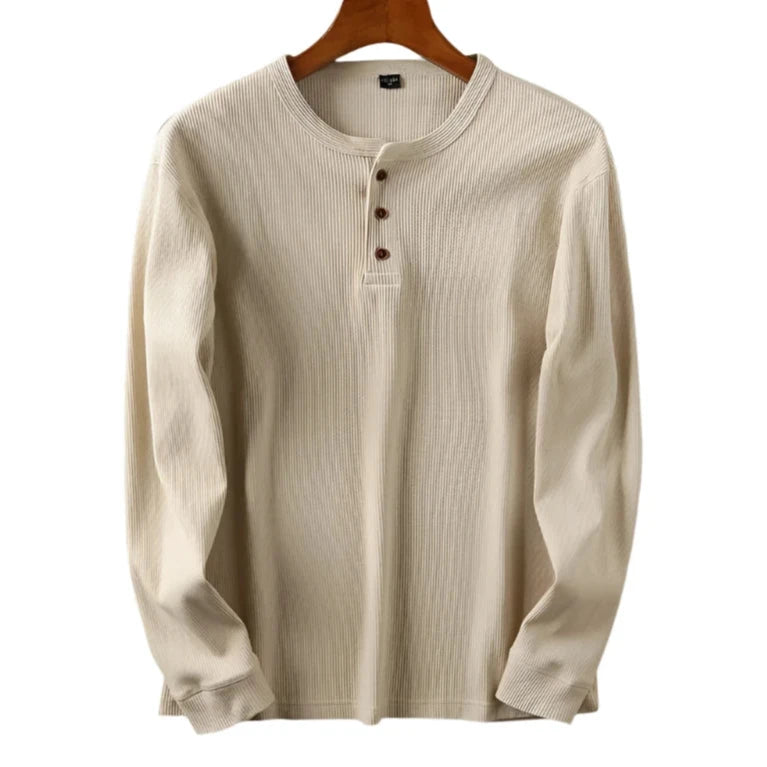 Henley Waffle Knit Long Sleeve