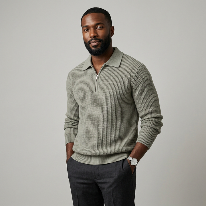 Hamilton Knitted Cotton Quarter-Zip