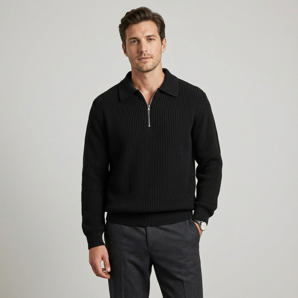Hamilton Knitted Cotton Quarter-Zip