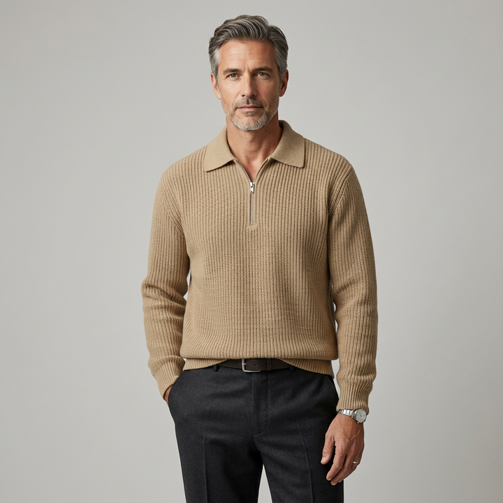 Hamilton Knitted Cotton Quarter-Zip